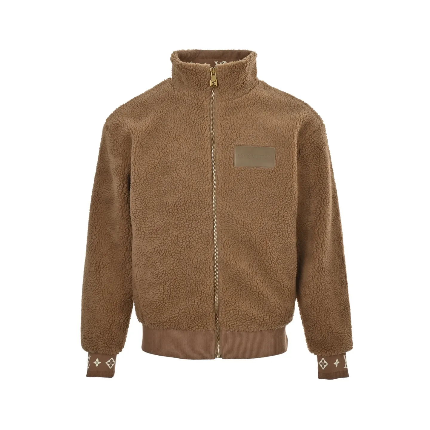 Louis Vuitton/Louis Vuitton 24Fw leather sherpa stand collar jacket